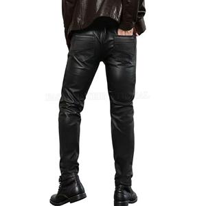 New Style <b>Men</b> Leather <b>Pants</b> Slim Fit <b>Stretch</b> Fashion Casual Solid Color Faux Leather Trousers Outdoor Use Best Quality - Product Image 3