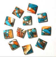 Cabochon en Turquoise Cuivrée Naturelle de Qualité Supérieure, Forme Carrée, Dos Plat, Poli, pour Fabrication de Bijoux DIY, Marque AMARA