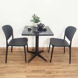 CBCF202 Stone Top Coffee Table and 2 Plastic Chairs for <b>Restaurant</b> <b>Sets</b> - Product Image 3
