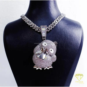 Pendentif Personnage Animal de Dessin Animé en Diamant de Laboratoire, Argent Sterling 925, Bijou de Luxe Tendance pour Rappeur - Product Image 4