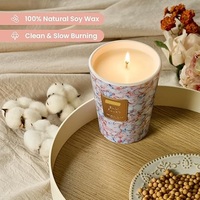 Lilin Keramik Aromaterapi R International Flowers, Wangi, Buatan Tangan, Desain Marmer Modern, Waktu Pembakaran 20 Jam, Cocok untuk Diwali