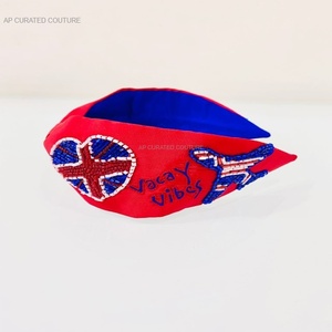 Hot Multicolor Lips Theme Traditional Handcrafted Modernly Designed Turban Headpiece with Threads Vintage Breathable <b>Headbands</b> - Product Image 4