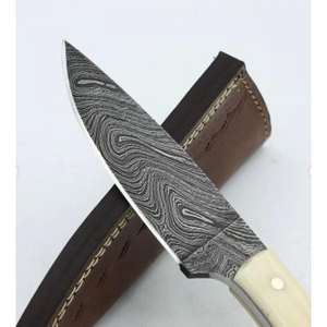 Cuchillo de caza para desollar con mango de madera, hoja de punta caída y filo recto, ideal para cumpleaños, hecho de acero de Damasco, OEM disponible - Product Image 2