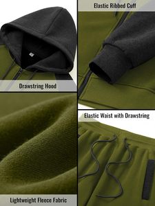 2025 Low MOQ Traje de lana de algodón para hombre Traje deportivo de invierno de dos piezas Color Block Impreso Sweatsuit - Product Image 4