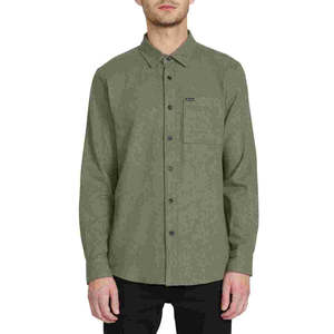 Camisa de Popelina de Manga Larga Caden para Hombre de Volcom, Color Verde Militar Combinado, 100% Algodón, Casual, ODM, Impermeable, Talla XL - Product Image 1