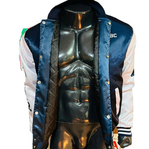 2026 qualité d'exportation faite OEM matériel nouveau Design top bomber veste Varsity veste noir de jais brillant avec broderie Logo personnalisé - Product Image 1