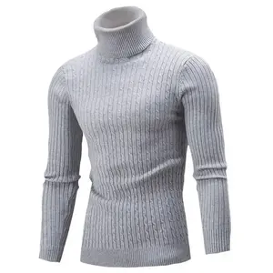 Pull à col roulé élégant pour hommes pull moderne coupe ajustée tissu tricoté chaud confortable respirant mode vêtements d'hiver - Product Image 6