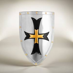 Bouclier de Viking fait à la main de croisé médiéval Bouclier en acier au carbone Bouclier de fer en acier Viking templier de calibre 18 - Product Image 6