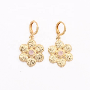 อควาคาเซโดนีพลอยชุบทองต่างหูห้อยสไตล์มินิมอลห่วงกลมต่างหูเครื่องประดับแฟชั่นแบบห้อย - Product Image 5