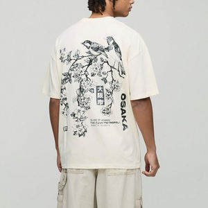 Summer Wear Custom Made Men Oversize Extended Neck Blossom Floral Osaka Graphic T-Shirt Oversized 100% Cotton Heavy Weight Shirt - Product Image 4