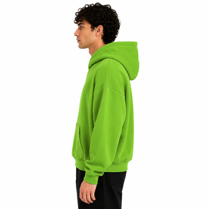 เสื้อฮู้ดดี้โอเวอร์ไซส์ AURA Premium Italian Winter ODM สำหรับผู้ชาย ผ้าโพลีคอตตอนผสม ดีไซน์เน้นความสบาย เหมาะสำหรับทุกโอกาส สีเขียวมะนาว - Product Image 3