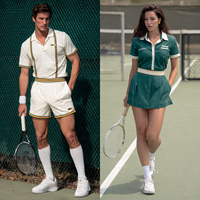 Tenue de tennis unisexe respirante à séchage rapide, extensible dans les quatre sens, écologique, hauts et shorts en jersey à manches courtes pour adultes