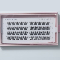 Pestañas Postizas Personalizadas al por Mayor, Hechas a Mano, Pre-cortadas, DIY, de Pelo Sintético Segmentado, 12 Filas para Clusters, Base Superfina y Puntiaguda