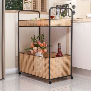 Chariot de service en rotin magnifiquement conçu pour les thèmes de la maison rustique construction solide et beaucoup d'espace pour servir l'essentiel - Product Image 5