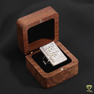 Iced Out Block Letter Hip Hop Ring Custom Rectangular Lab Grown Anillo inicial para hombres - Product Image 3