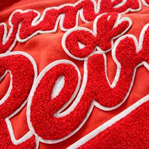 <b>Men</b>’s Distressed <b>Red</b> Pullover Hoodie with Embroidered Lettering, Raw Edge Details, Vintage Streetwear Style Top for <b>Men</b> Casual - Product Image 6