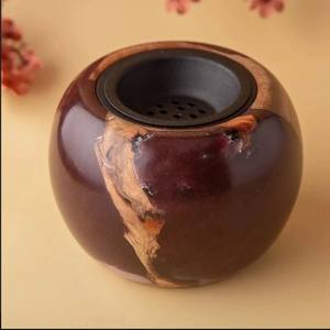 Most Trending Deep Blue Handmade Resin Epoxy Bakhoor <b>Burner</b> Indian Ramadan Special Trending Epoxy and Wooden Round Bakhoor Gift - Product Image 4