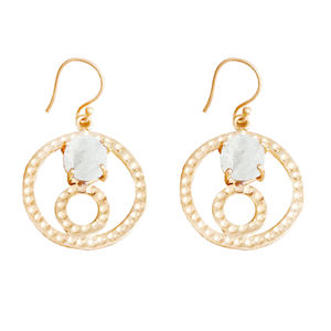 Laiton 18k Plaqué Or Cristal Brut Quartz Pierres Précieuses Prong Setting Dangle Cercle Forme Sans Nickel Sans Plomb Unisexe Famille - Product Image 1