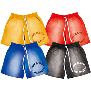 Customized <b>Men's</b> Casual Acid Wash <b>Shorts</b> 220 GSM Cotton <b>Fleece</b> Breathable Distressed Summer <b>Shorts</b> for <b>Men</b> - Product Image 2