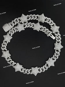 Collar de Cadena Cubana con Diamantes de Imitación Moissanite, Estilo Hip Hop, Joyería de Plata con Aspecto de Diamante - Product Image 2