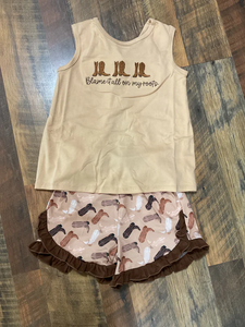 Abbigliamento Personalizzato per Bambini 'Blame It All on <span class=keywords><strong>My</strong></span> Roots' Set con Pantaloncini Outfit Estivo per Neonato Abbigliamento Boutique per Bambini - Product Image 2