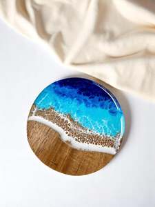 ชุดของขวัญถาดรองแก้วชาเรซิ่นและไม้ | ที่รองแก้วเครื่องดื่มทำมือ | ตัวเลือกที่ยอดเยี่ยมสำหรับ Diwali, Eid, Christmas Stone coasters - Product Image 2