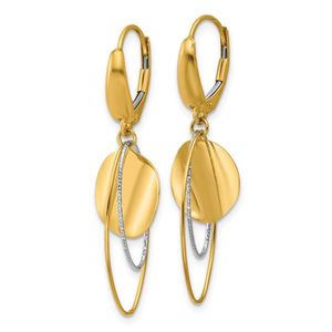 ต่างหูทรงหยดน้ำแบบเรขาคณิตเคลือบเงา/เจียระไนสองสี 14K ของเลสลี แบบห้อยระย้า - Product Image 2