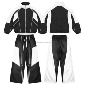 Conjunto de 2 Piezas de Chándal Cortavientos Holgado Personalizado para Mujer, Chándal Ligero de Nailon Liso de Talla Grande para Hombre - Product Image 3