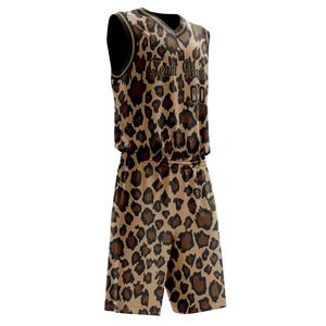 Kit de basket-ball imprimé léopard sublimé personnalisable professionnel ensemble maillot et short de haute qualité 100% uniforme en Polyester - Product Image 2