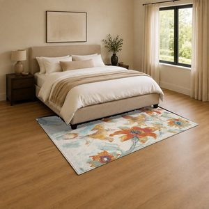 Alfombra de Área Chenille Lavable a Máquina con Estampado Digital Tradicional Anatolia en Beige Marrón, Antideslizante, Modelo LXDP-0231 de RUGS DEPOT, Venta al Por Mayor - Product Image 3