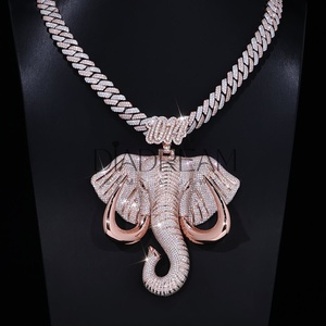 Pendentif en argent 925 en forme d'éléphant à la mode pendentifs en diamants Moissanite édition limitée pendentif de style Hip Hop entièrement glacé - Product Image 3