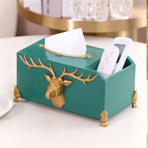 Boîte à mouchoirs en métal de style européen vintage vert, porte-serviettes nouveau design pour porte-serviettes de table de cuisine design décoratif - Product Image 3