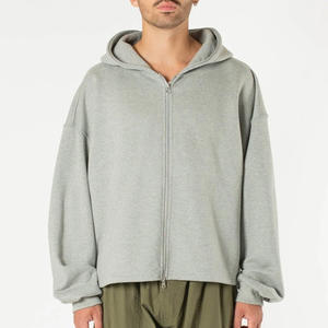 Sweat à capuche court en coton 100% uni de haute qualité pour homme Baggy Blank No String French Terry Winter Oversized Heavyweight - Product Image 4