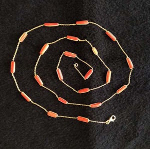 Flirty Gold Plated Sterling <span class=keywords><strong>Silver</strong></span> 925 Finish Cadena de piedras preciosas de <span class=keywords><strong>coral</strong></span> italiano natural Collar de 90 centímetros de largo - Product Image 2