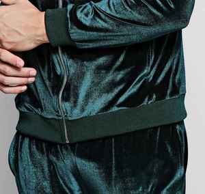 Chándal de terciopelo con logotipo frontal para hombre, nuevo y elegante logotipo personalizado, calidad superior, venta al por mayor, precio barato, último chándal de llegada para hombre - Product Image 3