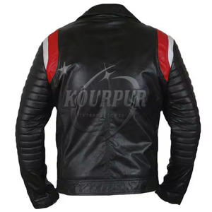 Chaqueta de cuero negro de alta calidad para hombre con tela de lona con cuello levantado de diseño clásico-Chaqueta de cuero de diseñador para niño nuevo - Product Image 4