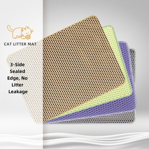 Tapis à litière pour chat <span class=keywords><strong>double</strong></span> couche avec matériau EVA et silicone, anti-éclaboussures, facile à nettoyer, tapis pour litière de chat - Product Image 5