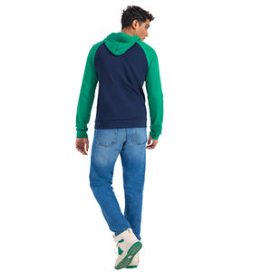 เสื้อฮู้ดสวมหัวชายเสื้อแบบลำลองผ้ายืดมีฮู้ดทรงพอดีตัวกระเป๋าด้านหน้าดีไซน์ปักสีสันสดใสสำหรับฤดูหนาว - Product Image 4