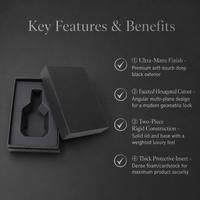 Boîte cadeau noire ultra-mate personnalisée, insert hexagonal facetté découpé, emballage rigide en deux parties pour flacon de parfum ou spiritueux
