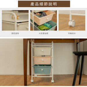 Modern 3-Tier Office Drawer Cart Home Storage White Pink Blue Design Metal Steel Iron Filing Cabinets with Adjustable Feature - Product Image 4