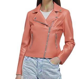 Veste d'hiver pour femmes de luxe, design personnalisé, nouveau style, cuir véritable, teinture unie, col montant, fermeture éclair, taille - Product Image 2