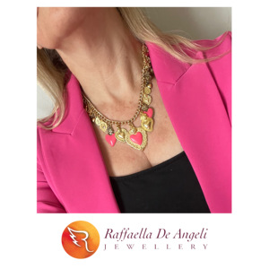 Kalung Sacred <span class=keywords><strong>Heart</strong></span> Pink Product UniqueProduct Oneoff MadeInITALY Bijoux buatan tangan perhiasan Beadwork Aksesori