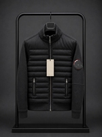 Veste d'hiver hybride de luxe pour homme, style bomber matelassé, col montant, fermeture éclair intégrale, chaude et coupe-vent, idéale pour l'extérieur et la ville