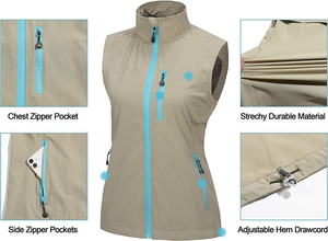 Women's Lightweight Softshell <b>Vest</b> Summer Windproof Sleeveless Jacket for Golfing Cycling <b>Running</b> - Product Image 3