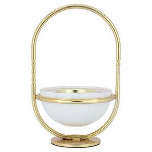 Brûleur d'encens doré unique avec des accents blancs et une poignée, élégant porte-bakhoor arabe pour la fragrance d'intérieur et la décoration de cadeaux de luxe - Product Image 1