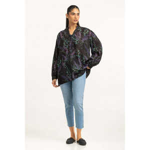 Blusa Casual de Satén para Mujer con Estampado Floral Geométrico y Logotipo Bordado, Talla XL - Estilo de Moda de Verano - Product Image 3