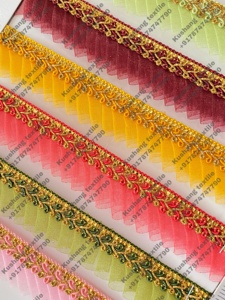 Tissu Net Ruban Volant Dentelle Garniture Glitter Métallique Sequin Franges Rosette Ruban Volant Pour Robe Indienne Et Pakistanaise - Product Image 6