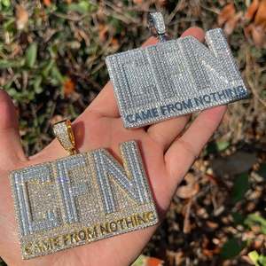 Collar con Colgante Hip Hop Personalizado con Letra CFM de Moissanita Iced Out, Joyería de Moda Elegante, Accesorio Distintivo Personalizado - Product Image 1