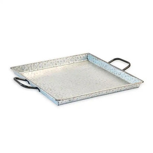 Rectangle Galvanized Serving <b>Tray</b> With Handles for Home and Hotel Tabletop <b>Snacks</b> & Drinks Serving <b>Tray</b> Handmade - Product Image 6