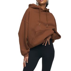 Pull surdimensionné 100% coton de luxe pour femmes sweat à capuche d'hiver lourd avec logo avant col à capuche personnalisé Street Wear - Product Image 3